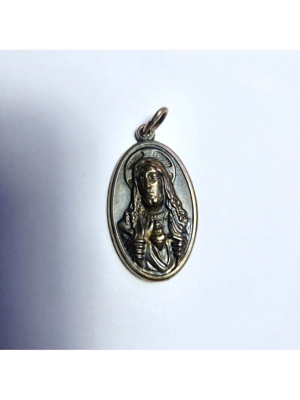 Sacred Heart of Jesus Our Lady Mount Carmel Pendant Double Sided Made in Italy